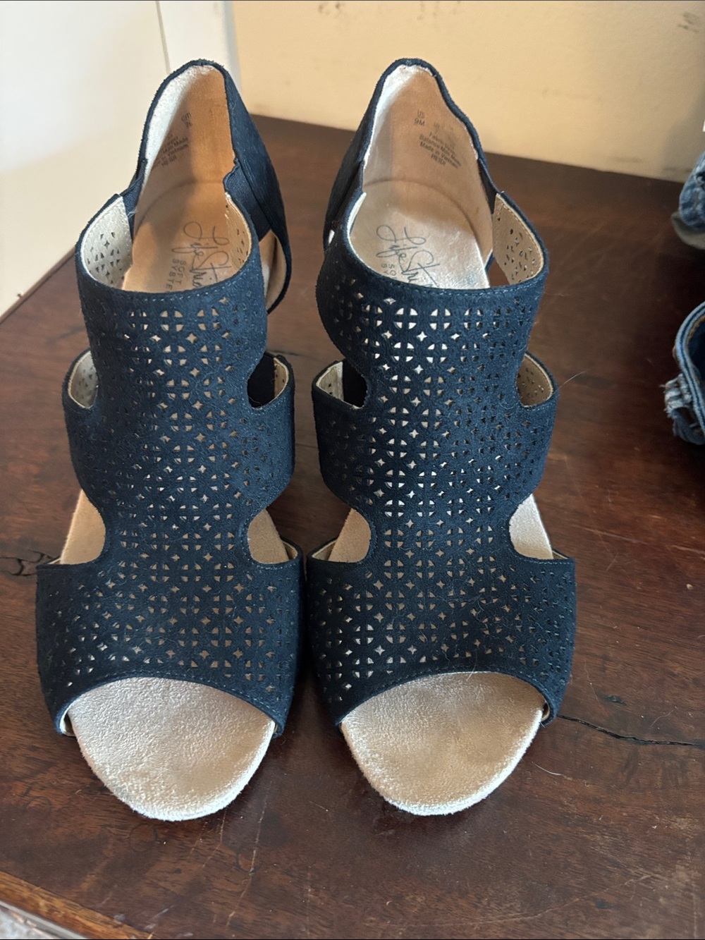 Women's Black Laser-Cut Open Toe Sandals